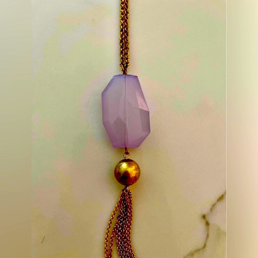 Gold-color Maxi Necklaces purple Gem Stone